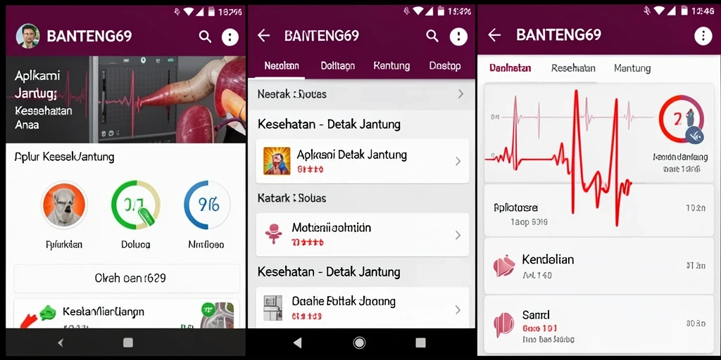 Tampilan antarmuka aplikasi BANTENG69 untuk pengukuran detak jantung.