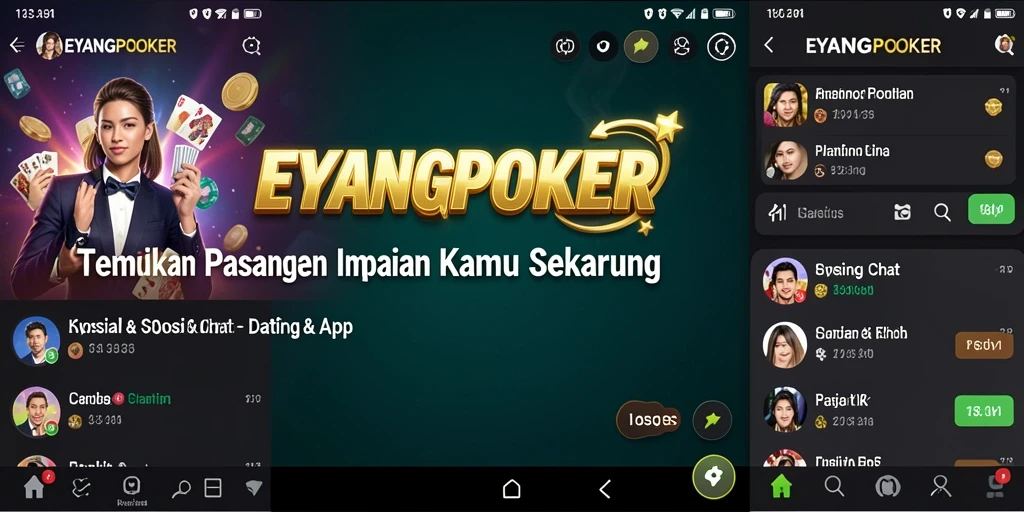 Antarmuka pengguna EYANGPOKER yang menarik dan interaktif untuk aplikasi Dating App.