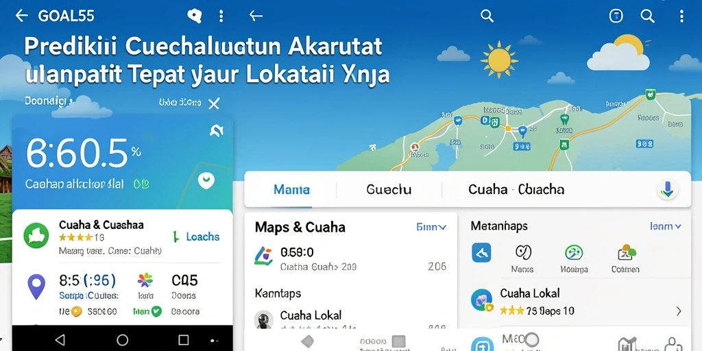 Tampilan antarmuka GOAL55 yang jelas dan informatif untuk informasi cuaca lokal.