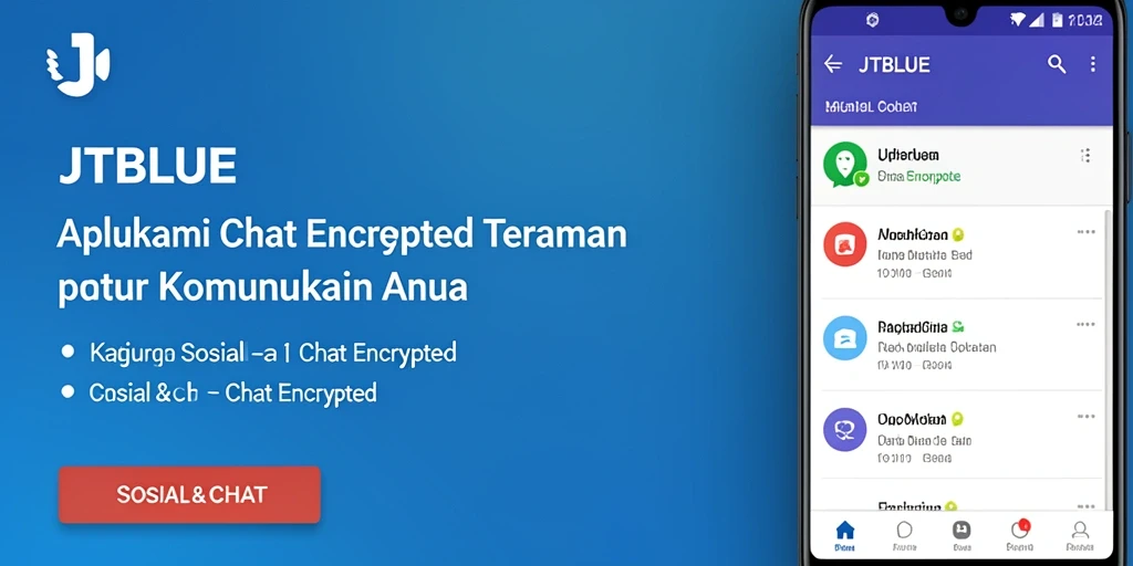 Antarmuka aplikasi JTBLUE yang intuitif dan aman untuk Chat Encrypted.
