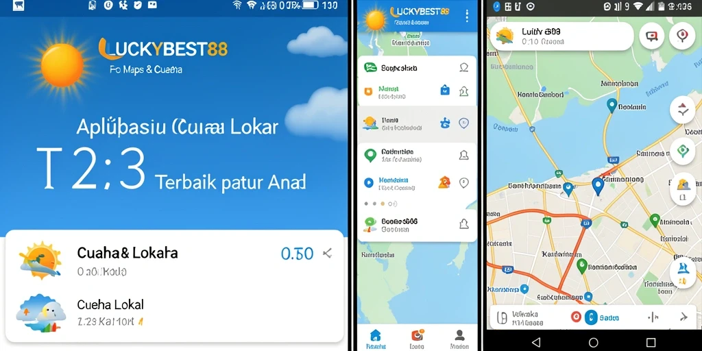 Antarmuka aplikasi LUCKYBEST88 yang menampilkan prediksi cuaca lokal.