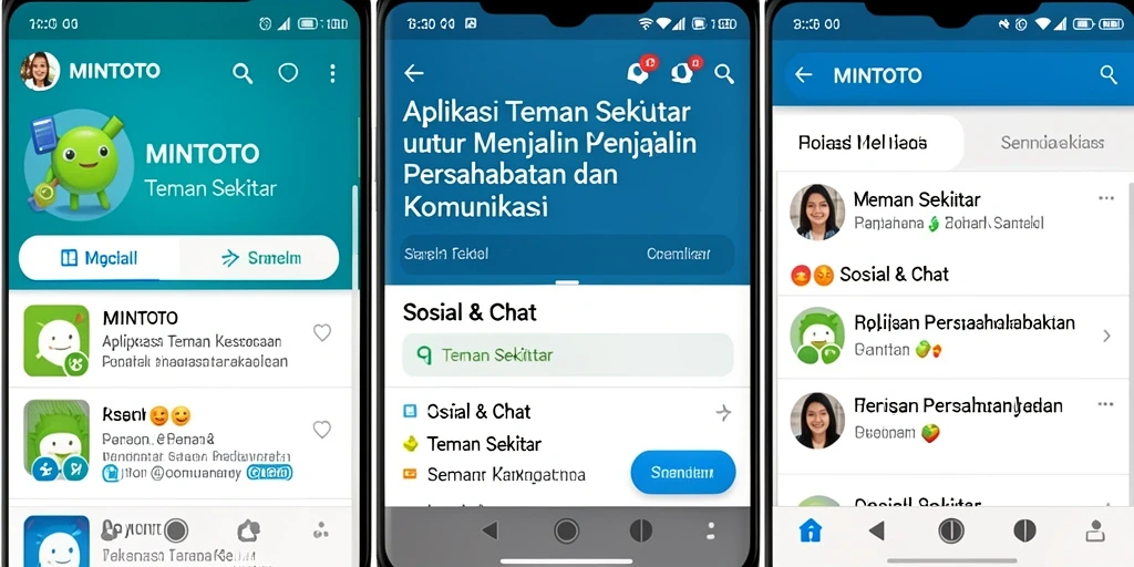 Antarmuka MINTOTO yang sederhana dan fungsional untuk bertemu teman baru.