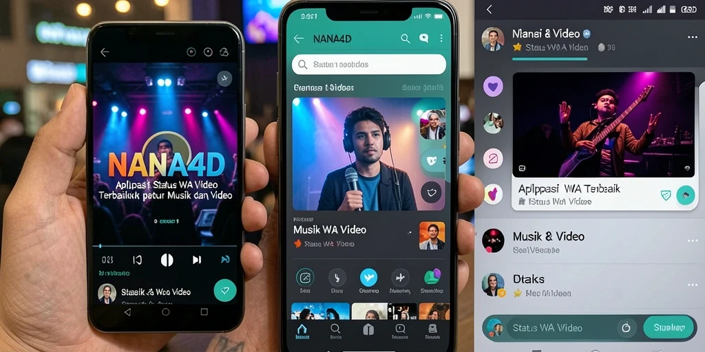 Antarmuka NANA4D menampilkan pilihan video Status WA yang menarik.