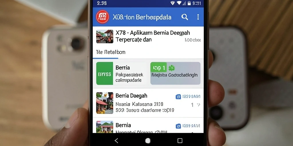 Antarmuka utama X78 menampilkan berita daerah terkini.